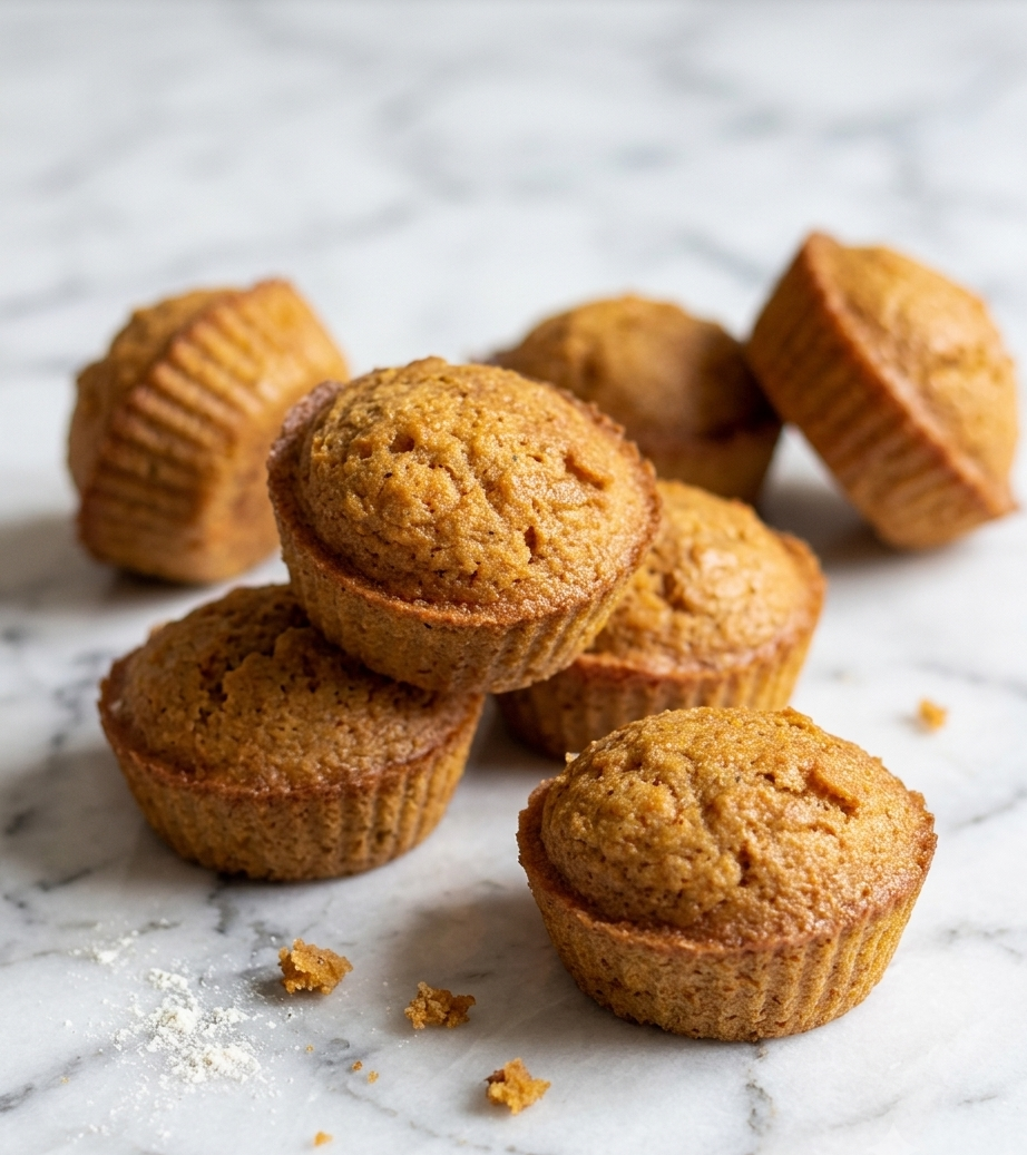 Six golden air fryer carrot muffins made with fresh shredded carrots and cinnamon