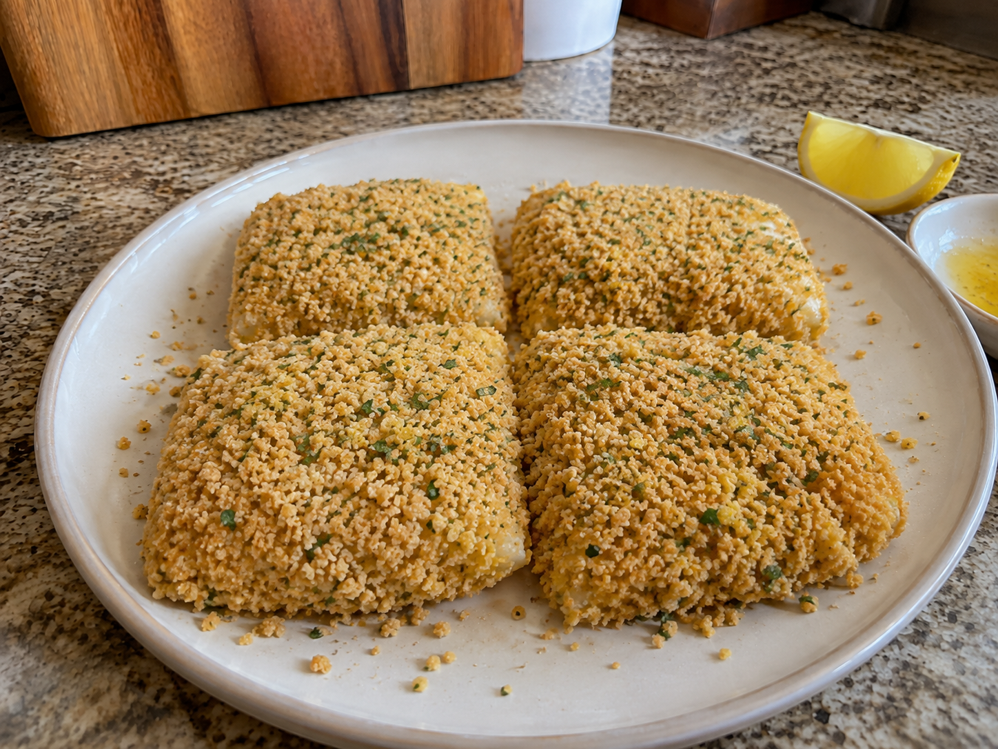 Crispy air fryer fish and chips with lemon and golden fries